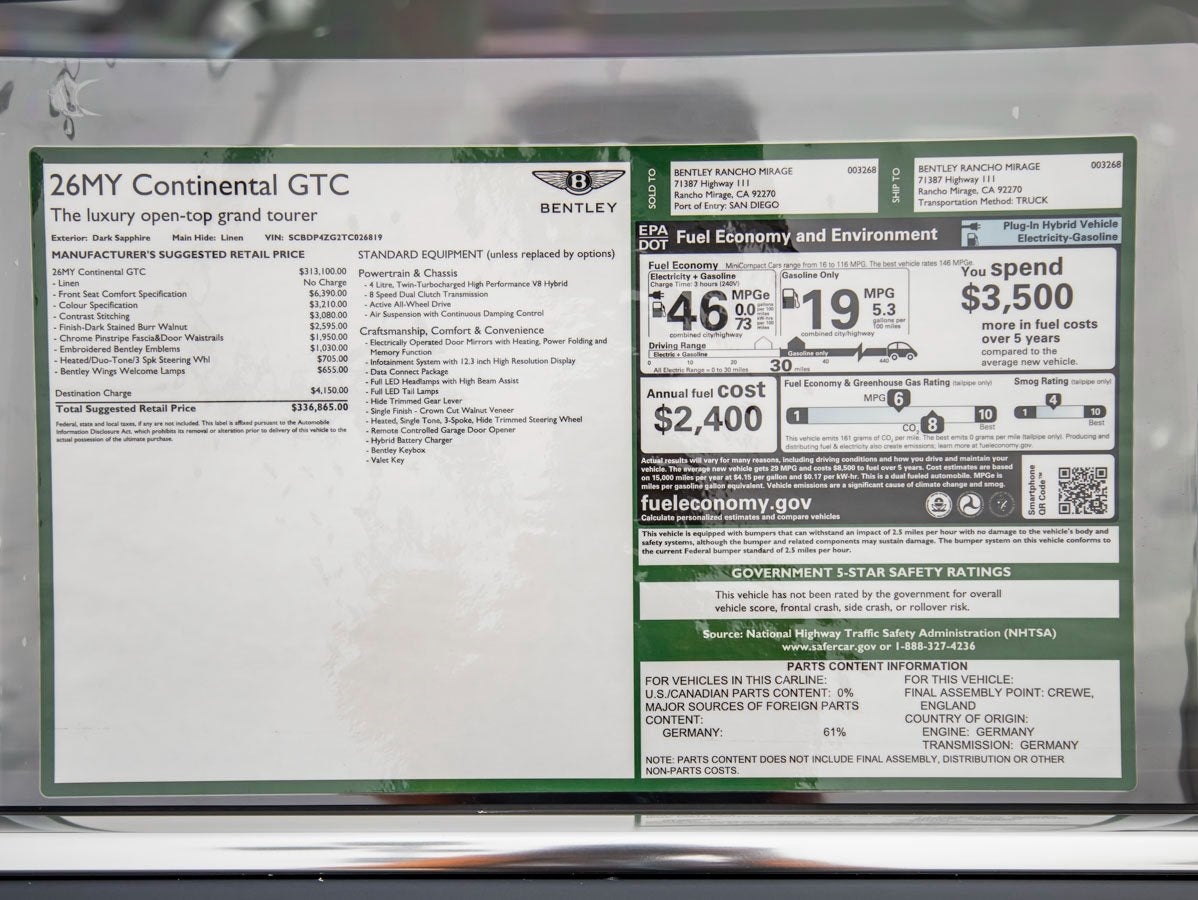 2026 Bentley Continental GTC Base