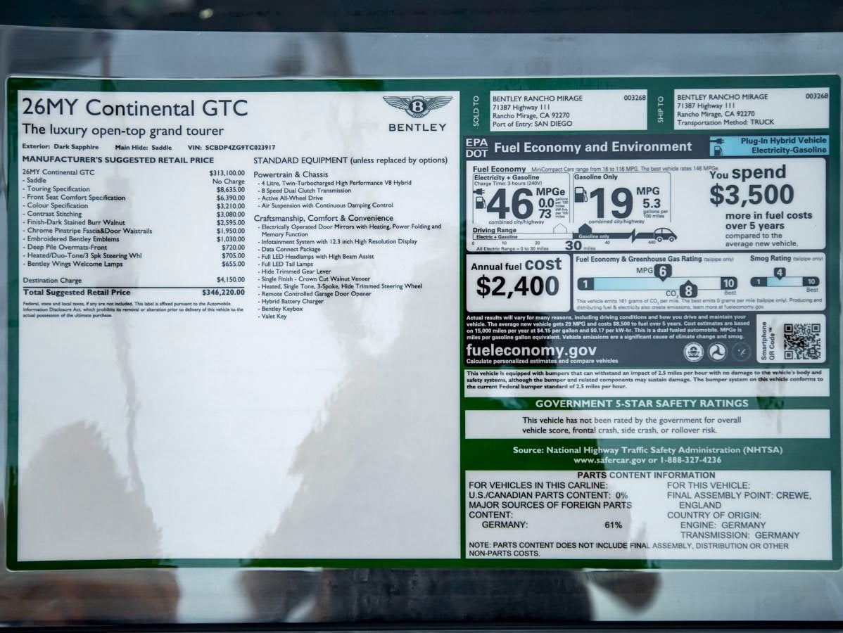 2026 Bentley Continental GTC Base