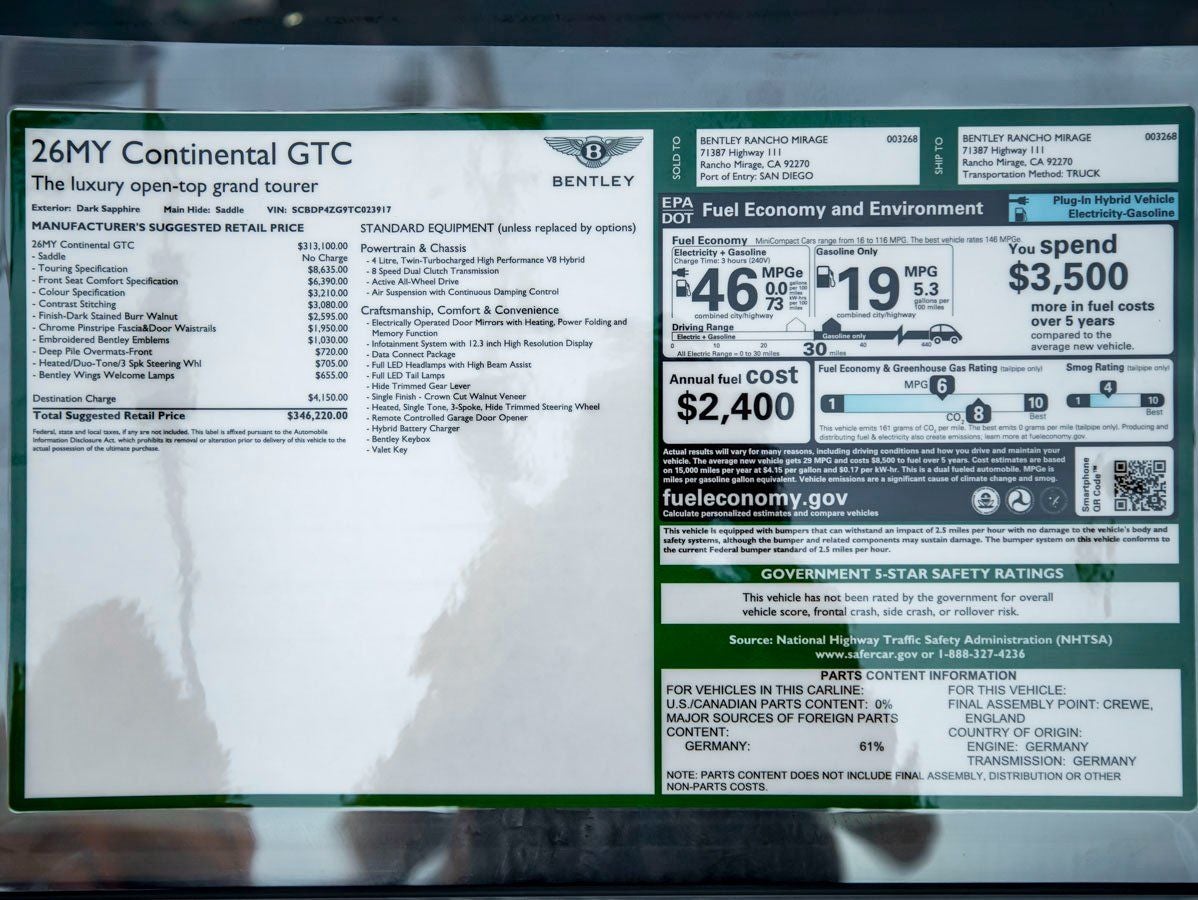 2026 Bentley Continental GT V8