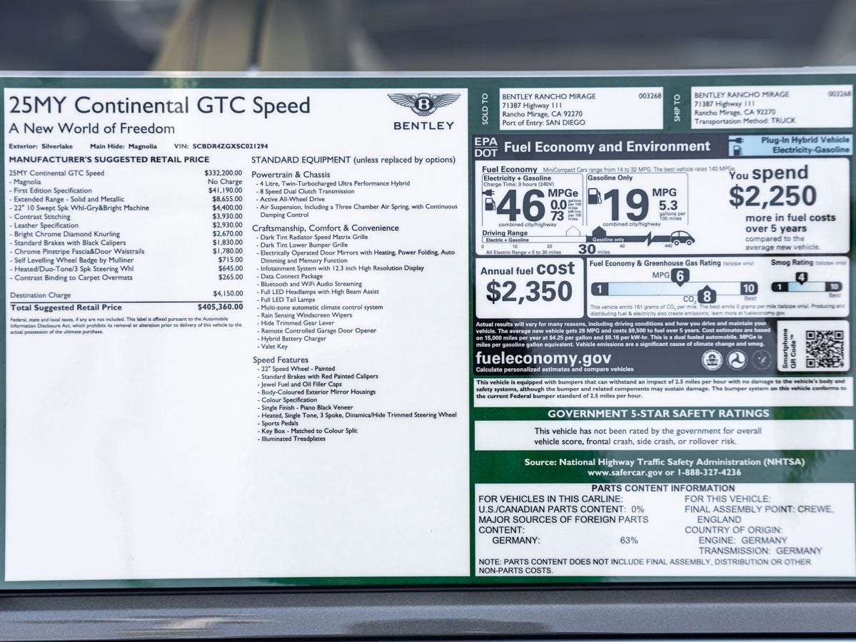 2025 Bentley Continental GTC Speed First Edition