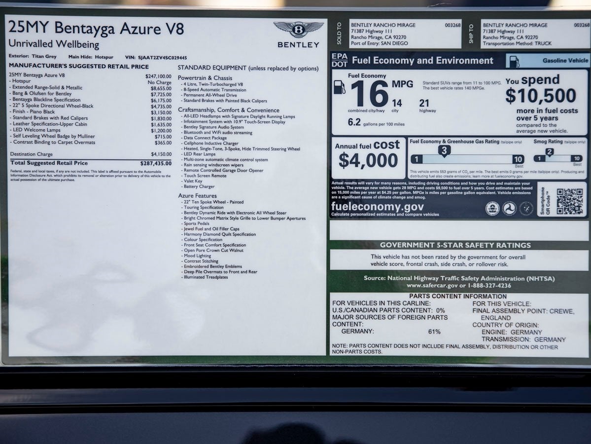 2025 Bentley Bentayga Azure V8