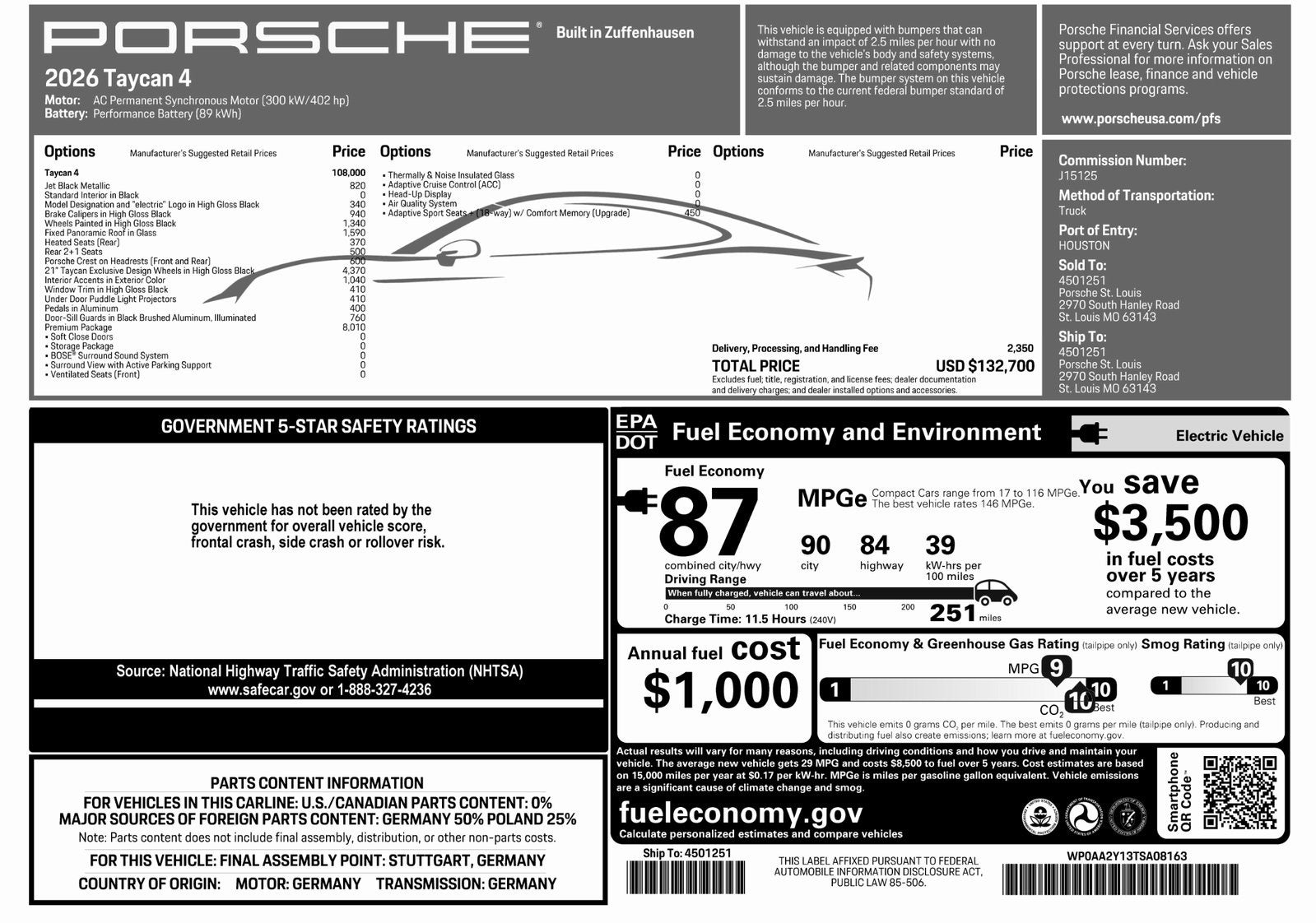 2026 Porsche Taycan Taycan 4