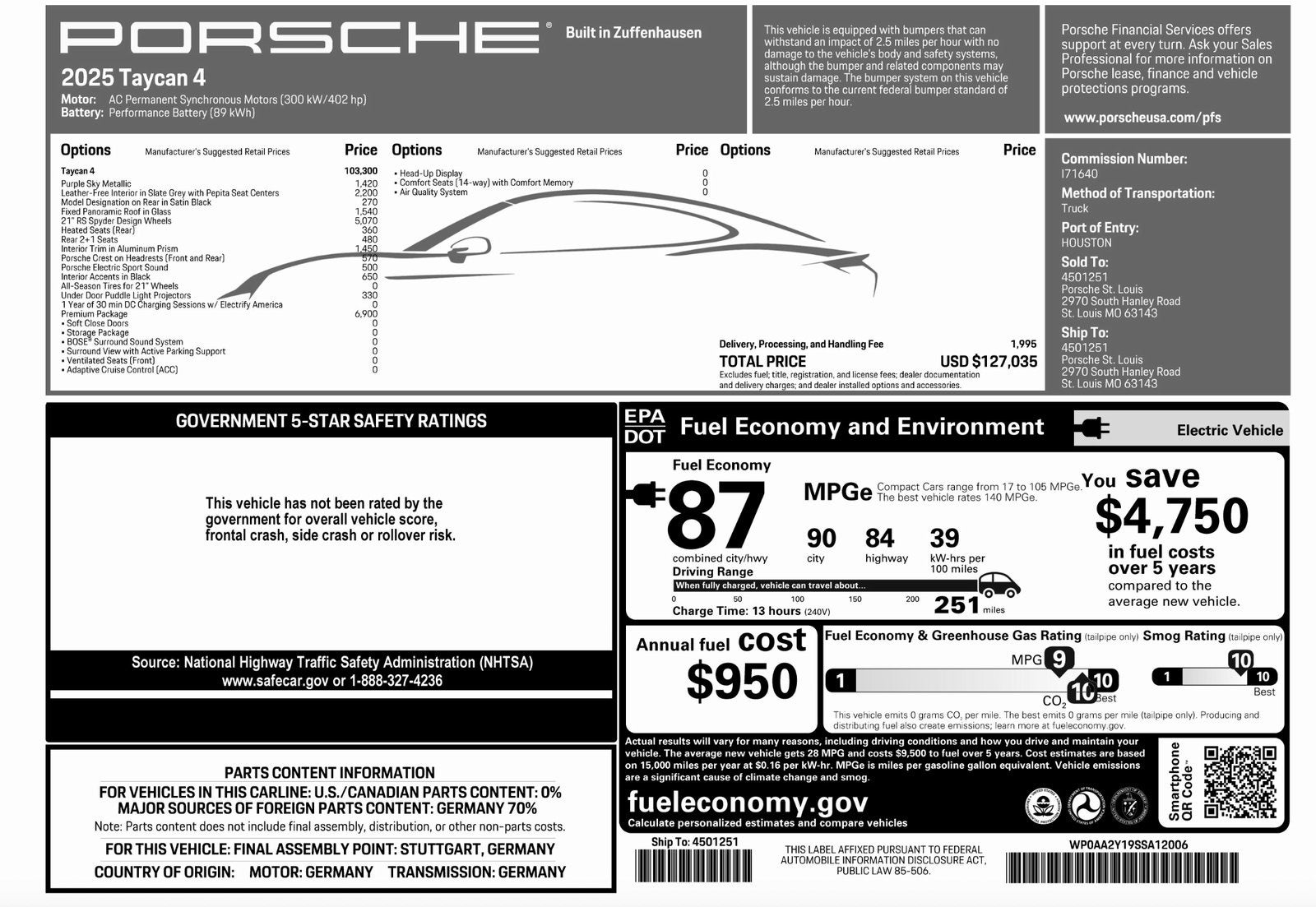 2025 Porsche Taycan Taycan 4