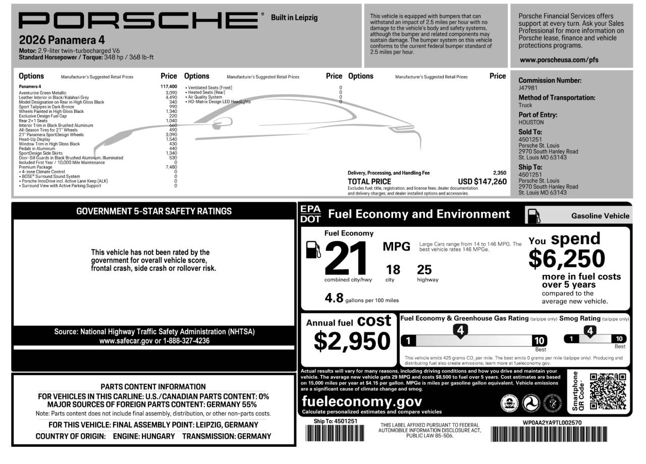 2026 Porsche Panamera Panamera 4