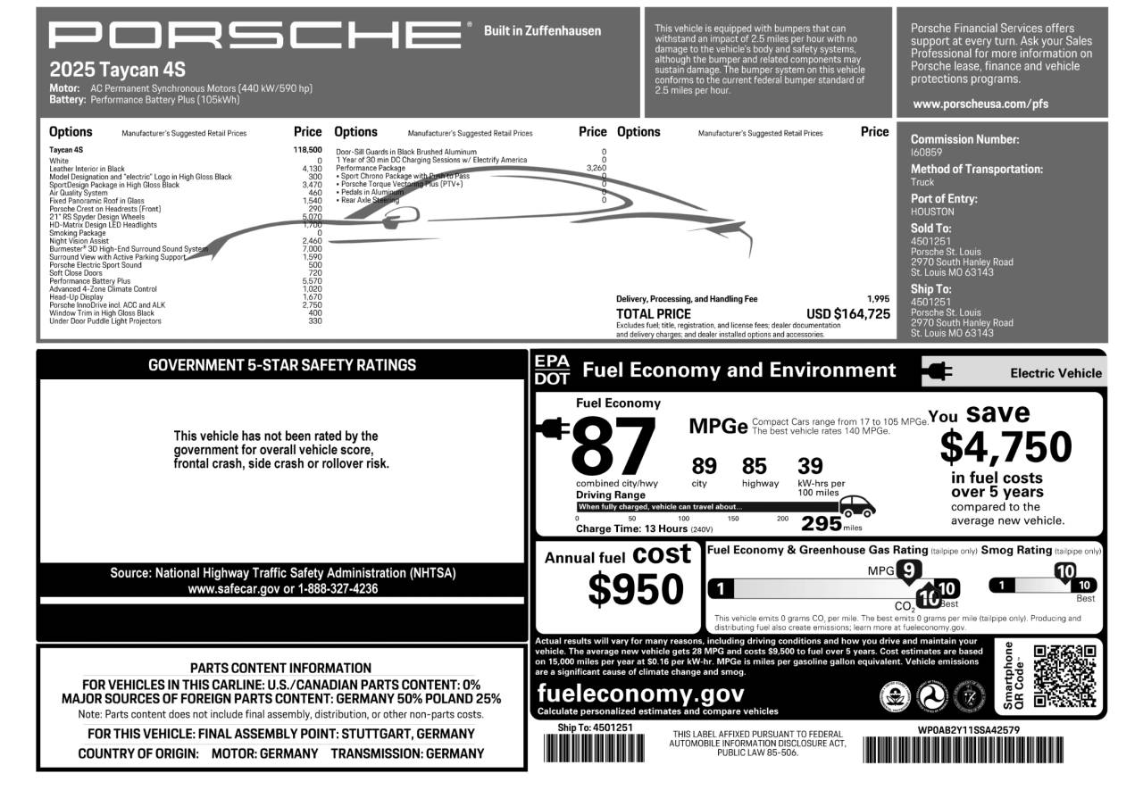 2025 Porsche Taycan Taycan 4S