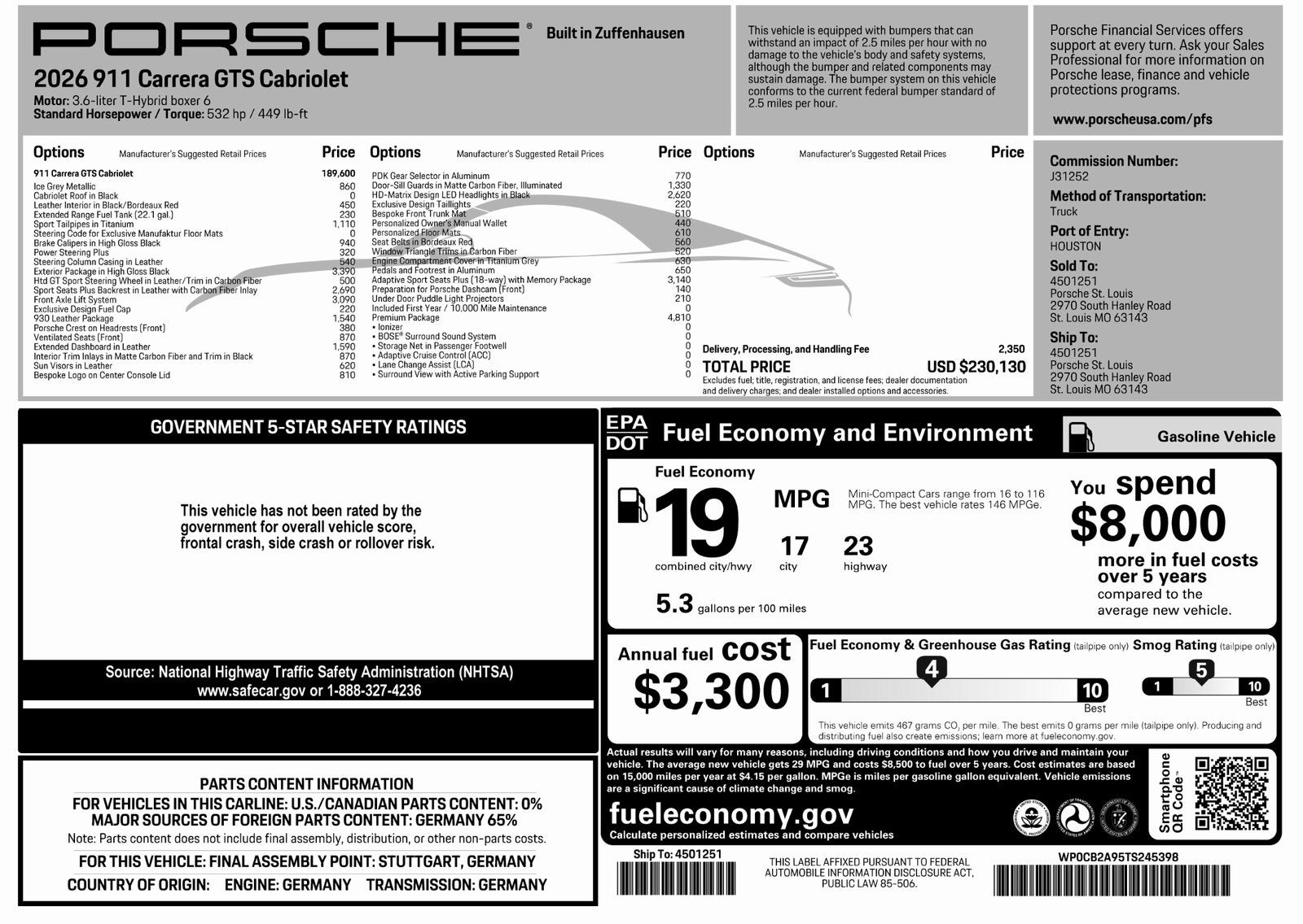 2026 Porsche 911 911 Carrera GTS Cabriolet