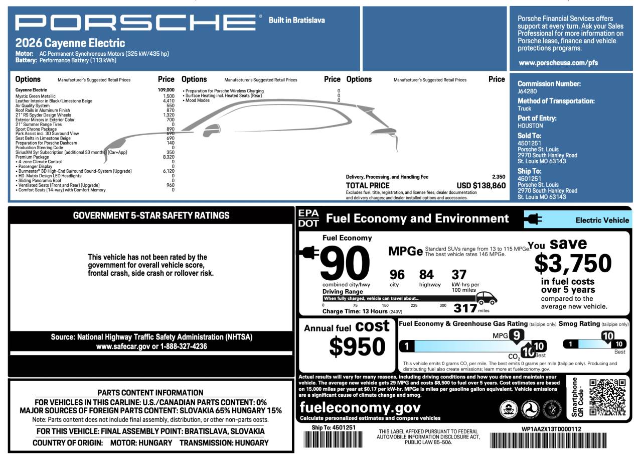 2026 Porsche Cayenne Cayenne Electric
