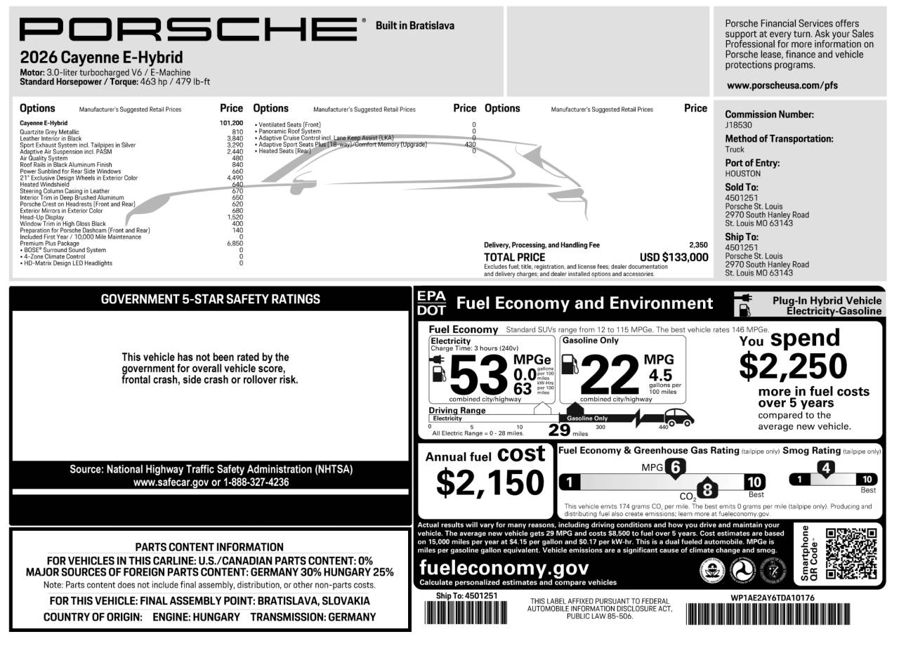 2026 Porsche Cayenne Cayenne E-Hybrid