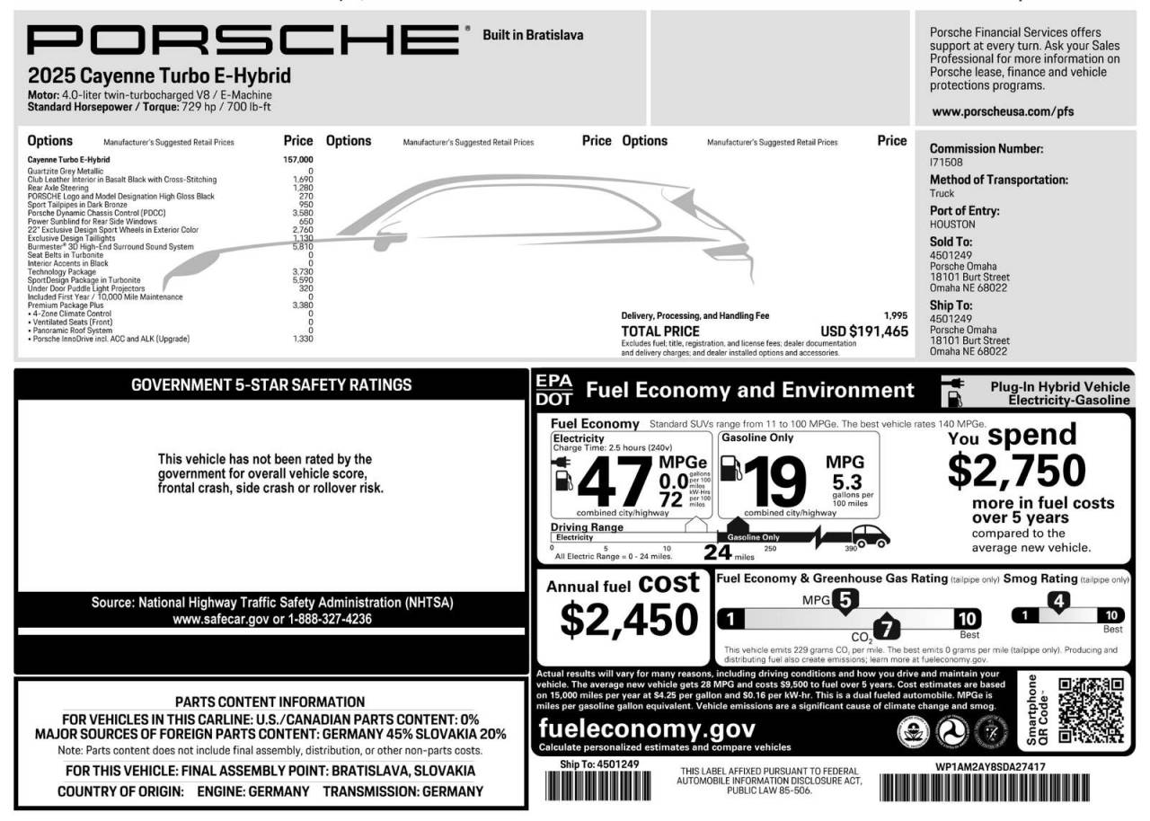 2025 Porsche Cayenne Cayenne Turbo E-Hybrid