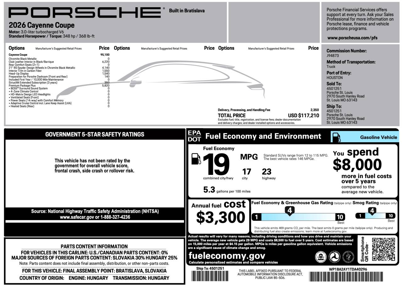 2026 Porsche Cayenne Cayenne Coupe