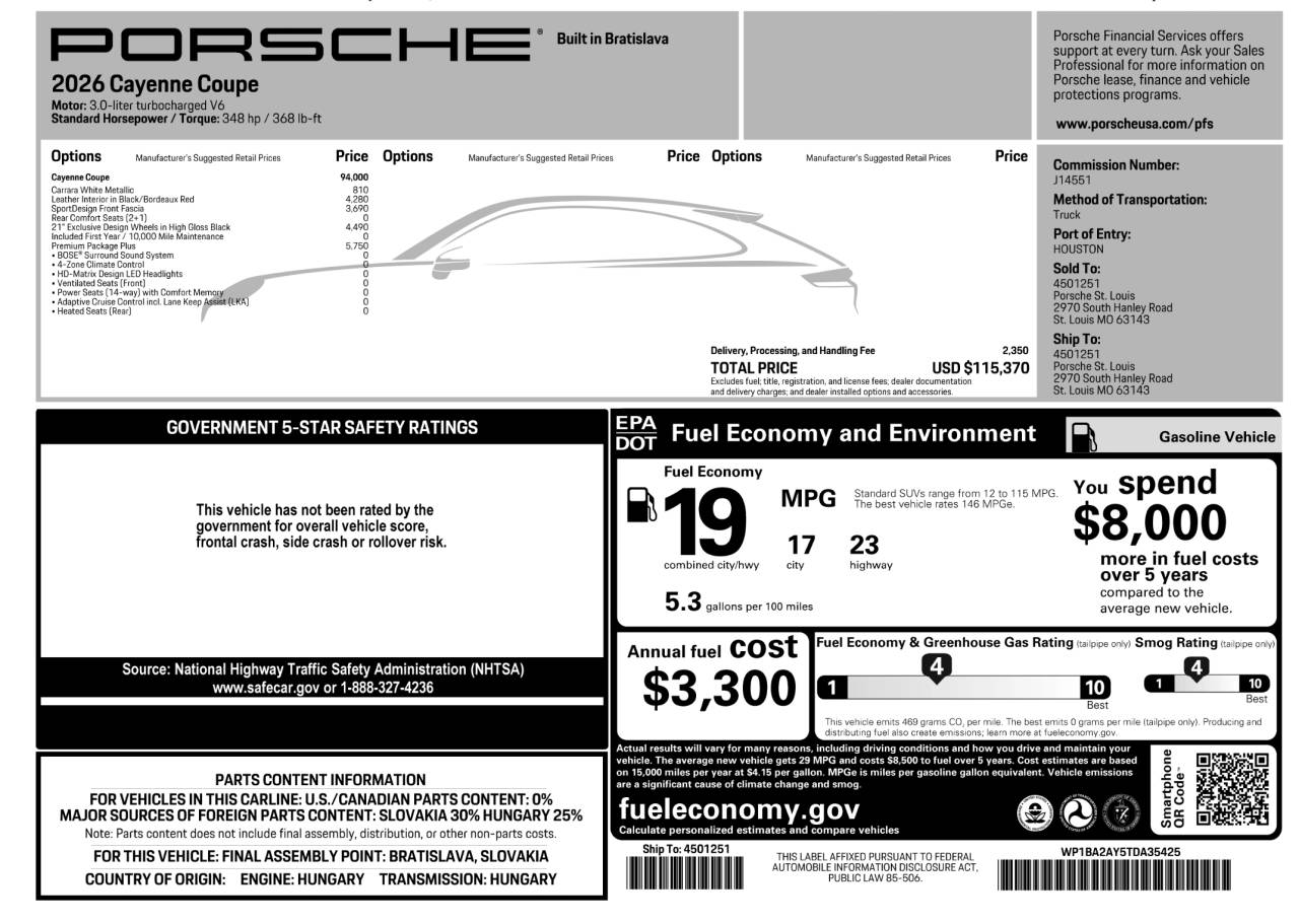 2026 Porsche Cayenne Cayenne Coupe