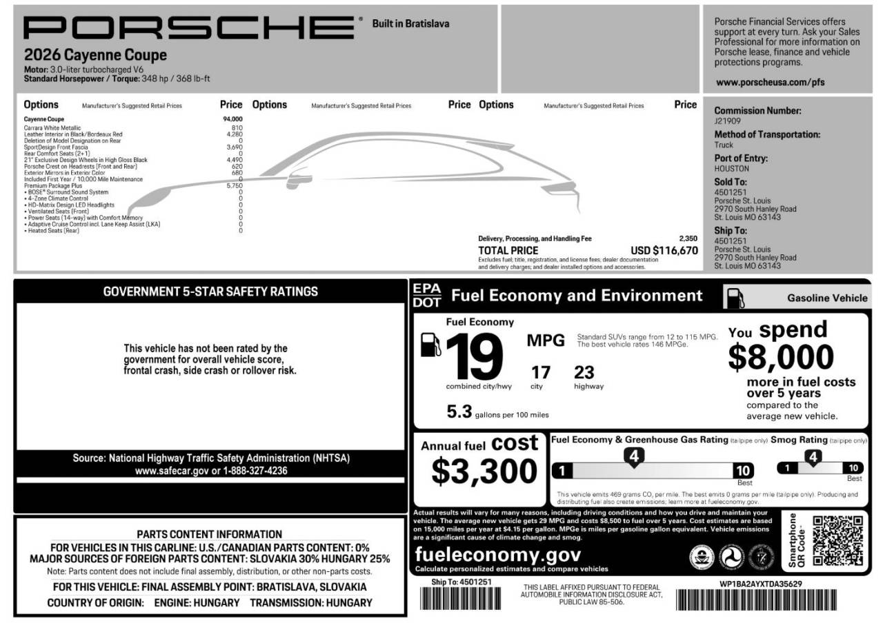 2026 Porsche Cayenne Cayenne Coupe