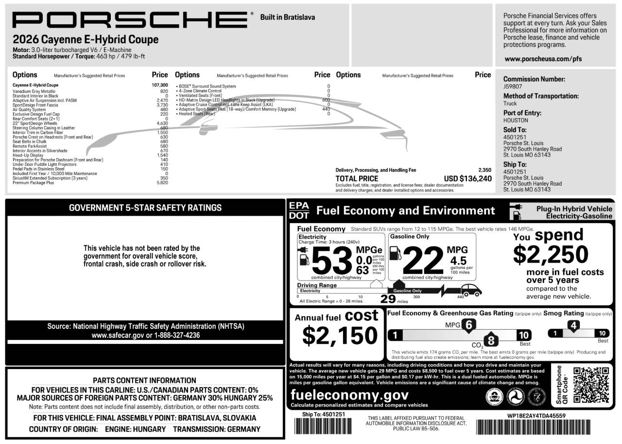 2026 Porsche Cayenne Cayenne E-Hybrid Coupe