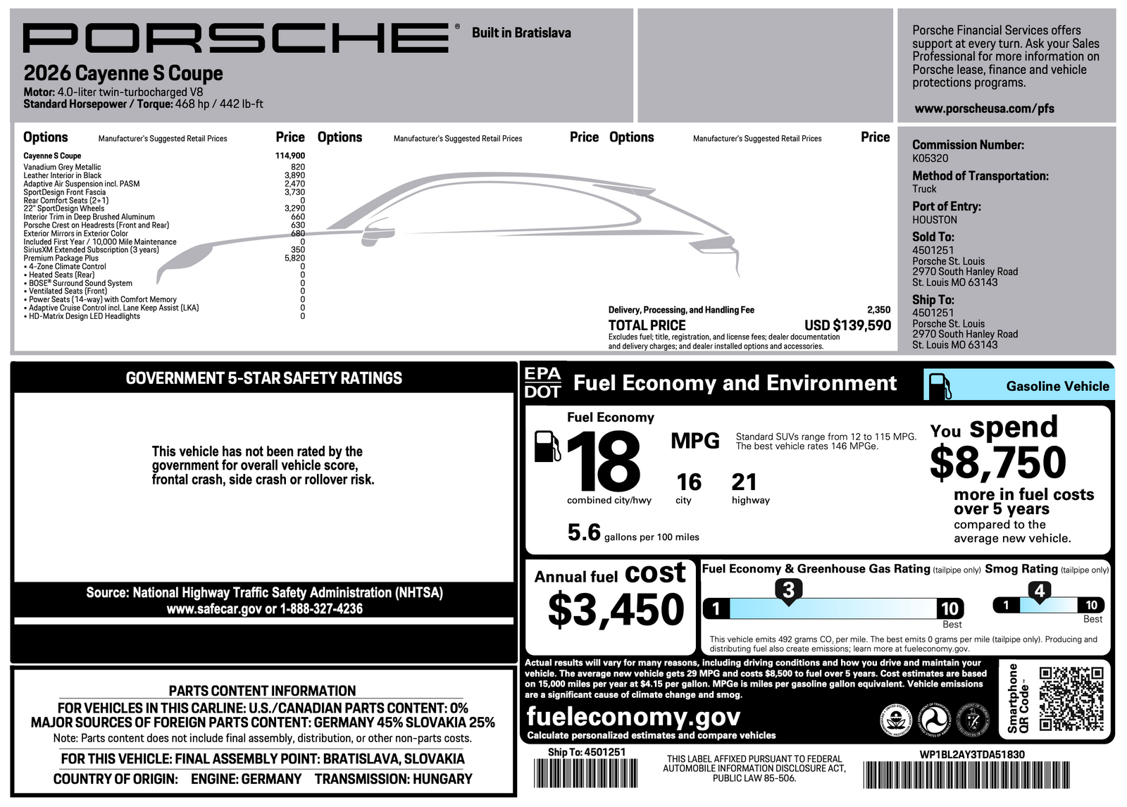 2026 Porsche Cayenne Cayenne S Coupe