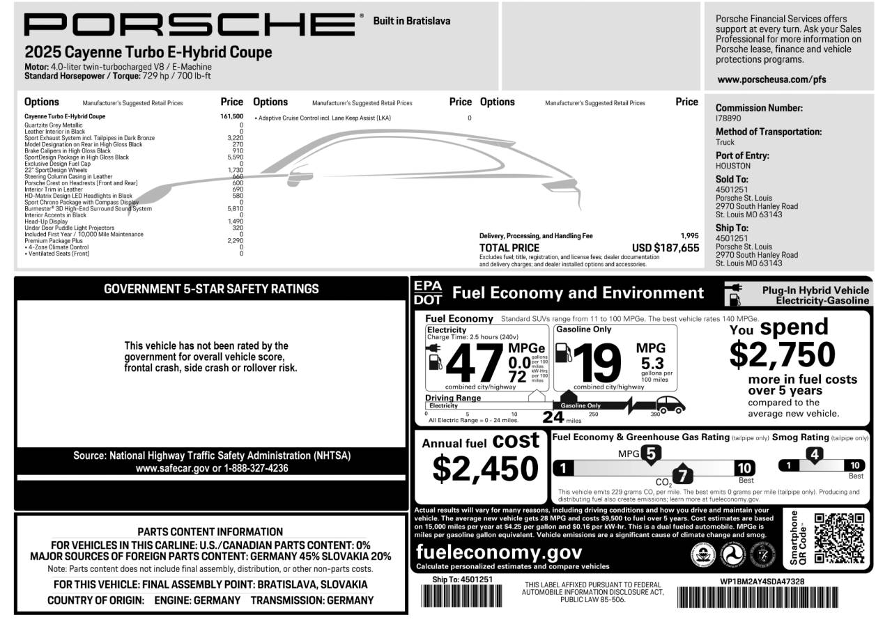 2025 Porsche Cayenne Cayenne Turbo E-Hybrid Coupe