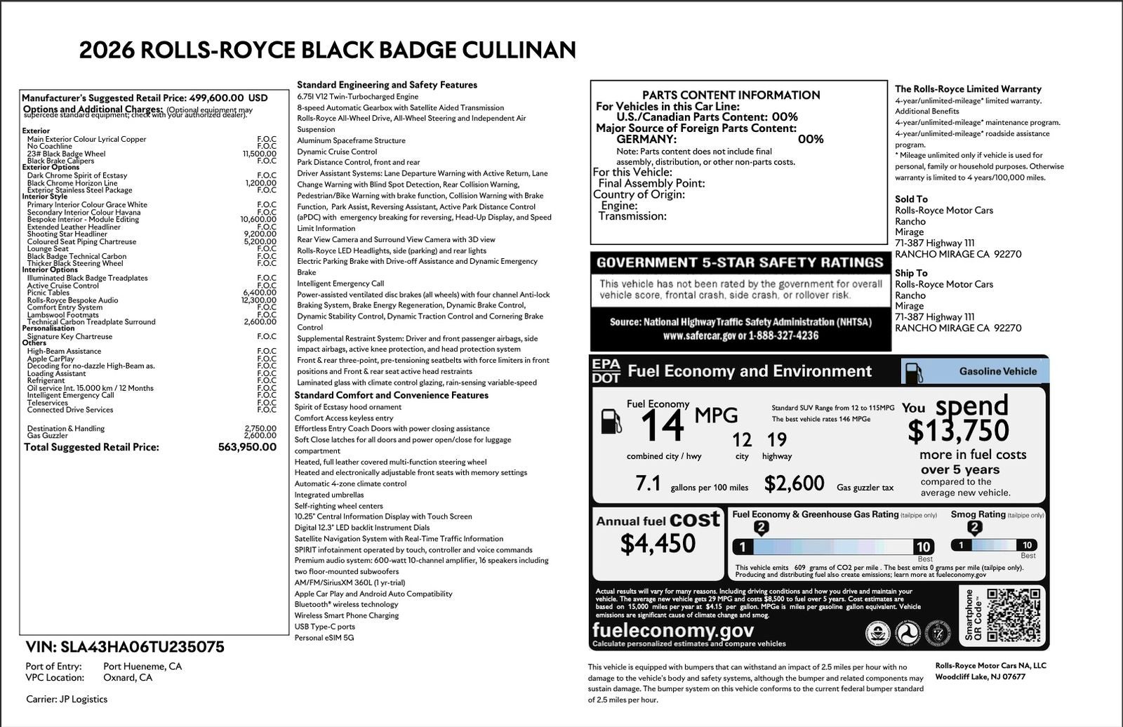 2026 Rolls-Royce Black Badge Cullinan