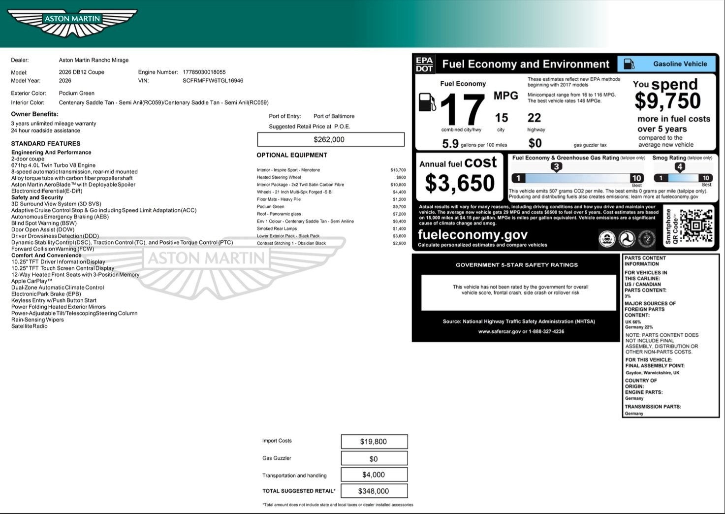 2026 Aston Martin DB12 Base