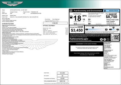 2026 Aston Martin Vantage S Coupe