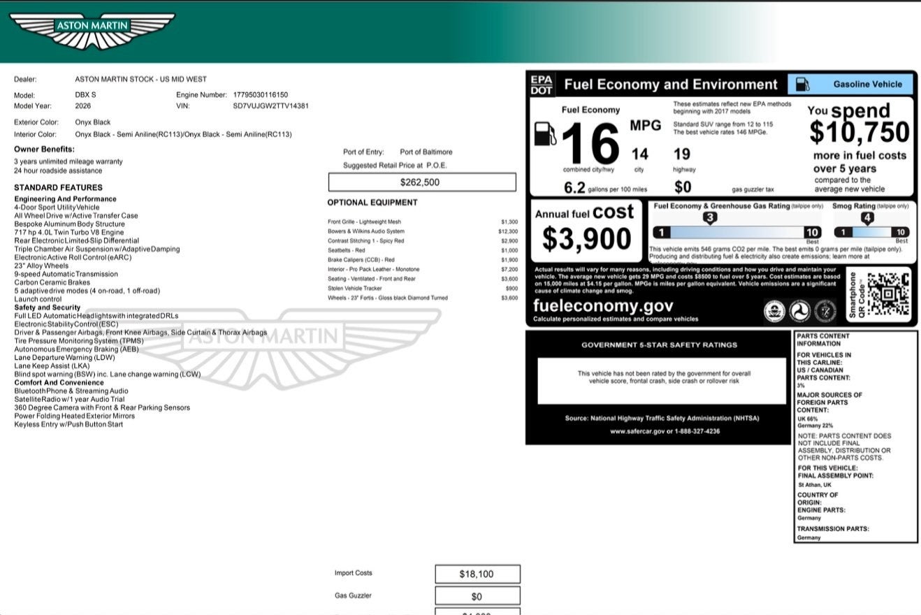 2026 Aston Martin DBX S