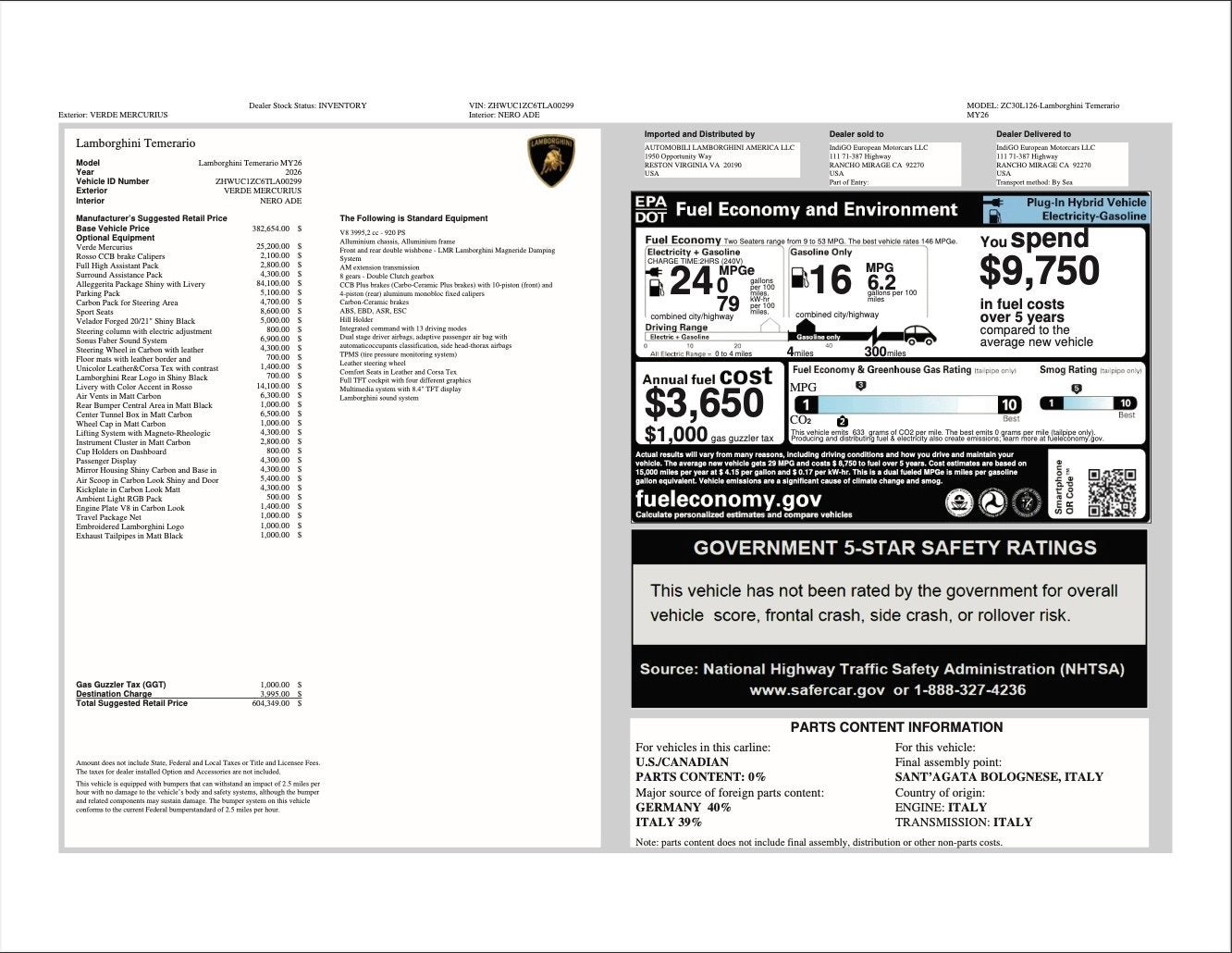 2026 Lamborghini Temerario Alleggerita