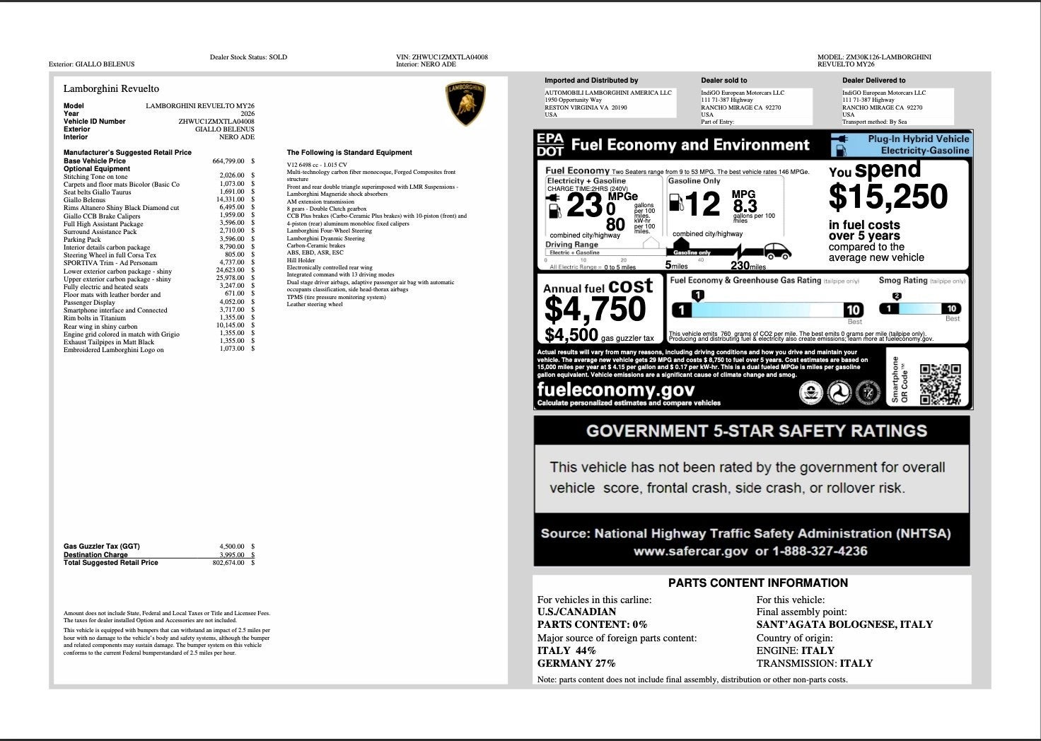 2026 Lamborghini Revuelto Base
