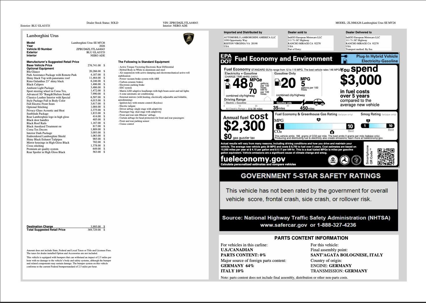 2026 Lamborghini Urus SE