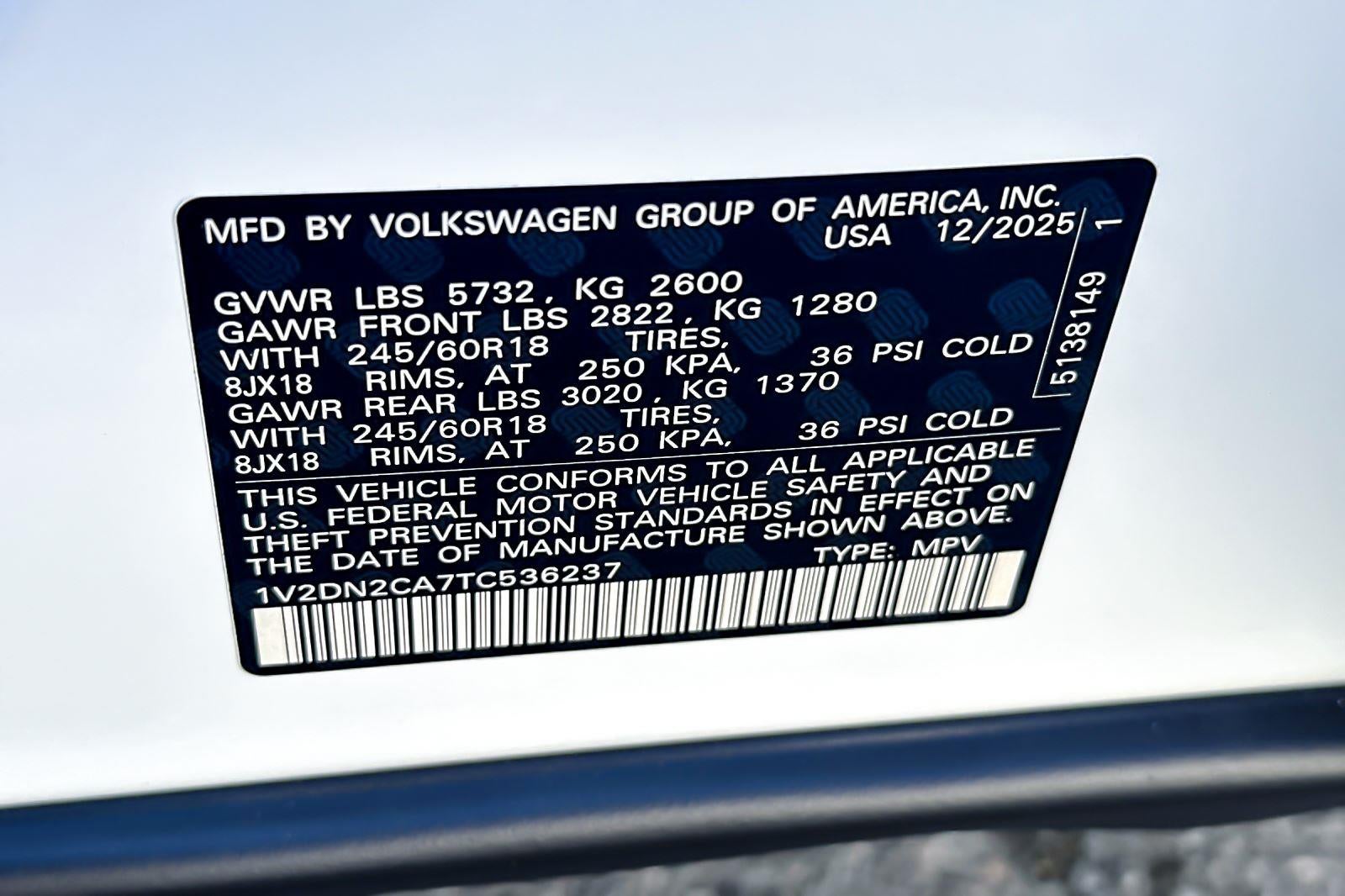 2026 Volkswagen Atlas 2.0T SE