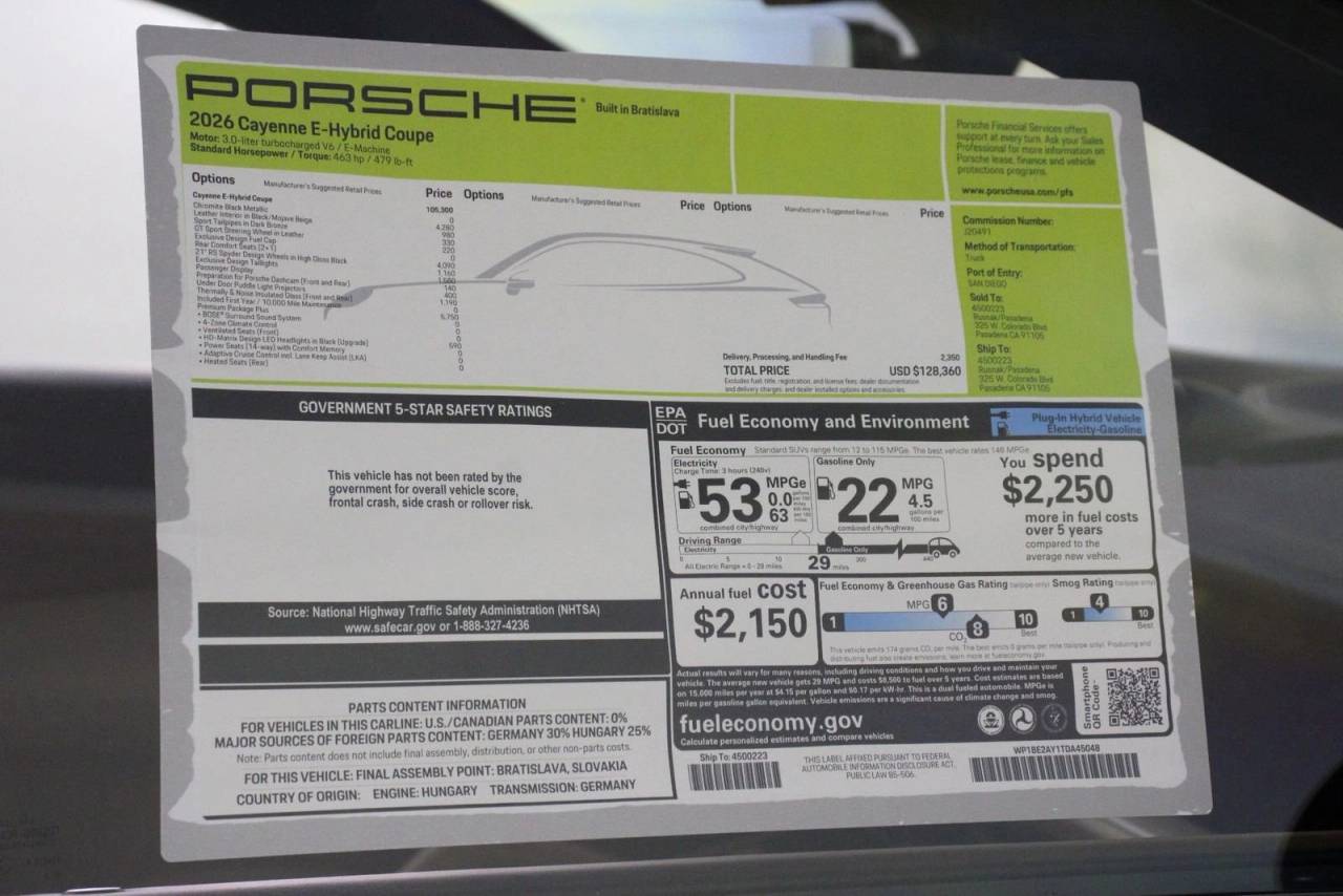 2026 Porsche Cayenne E-Hybrid Coupe