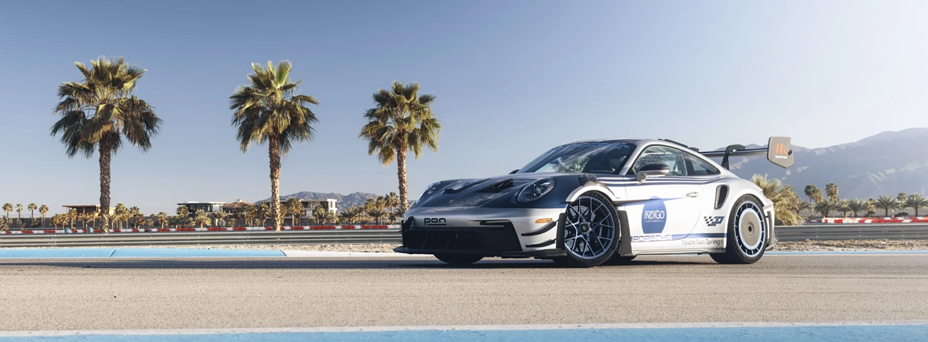 Grey 718 GT4 RS on the track for the Porsche driving experience